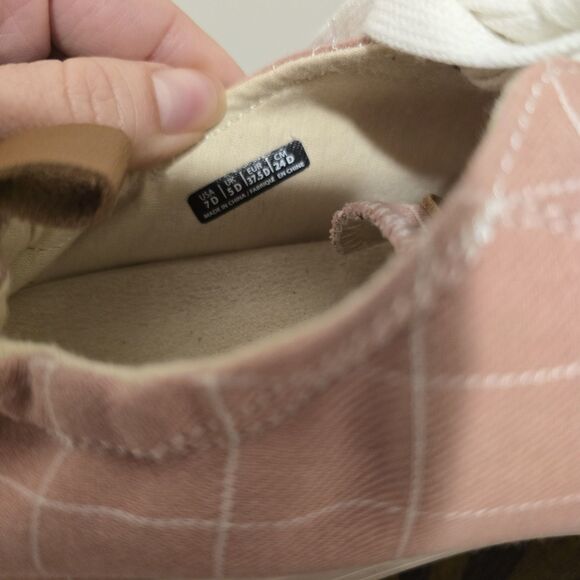 Spenco Canvas Sneakers Womens 7 D Slip On Orthotic Shoes Windowpane Pink Spring - Picture 11 of 13